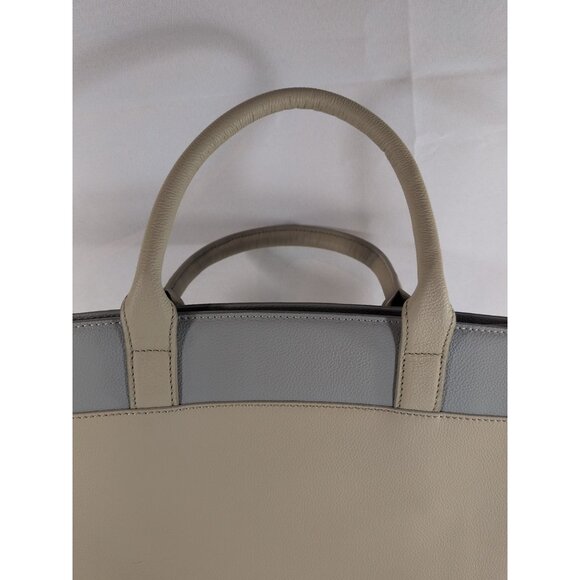 Tesla Corsicana Tote Leather Purse Bag NEW NWT Beige Grey Handbag Satchel $500 - Picture 13 of 16